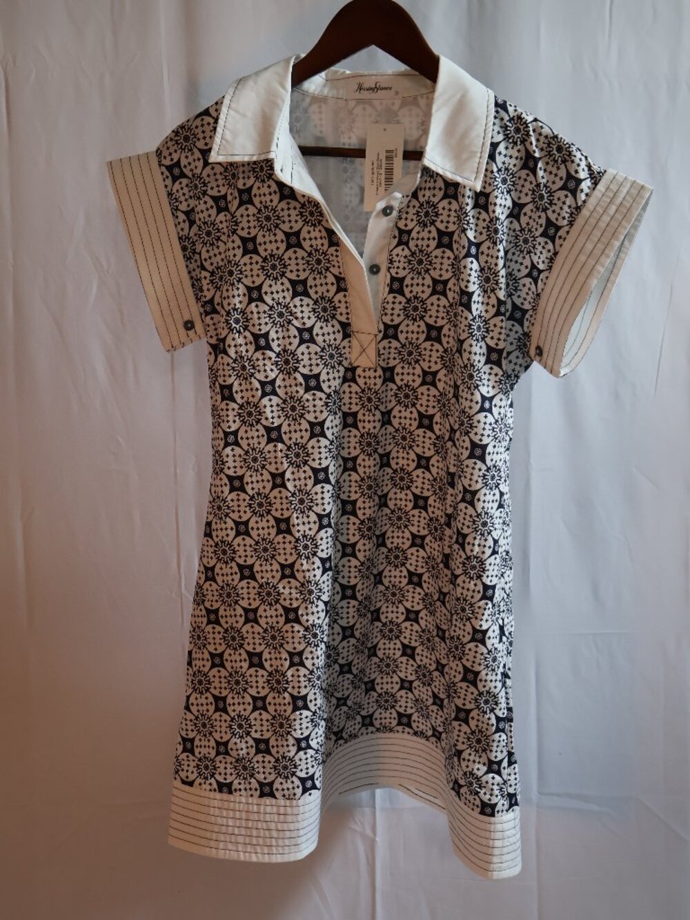 HerringStones Navy & White Printed Collared Shirt Dress, Size S, New with Tags
